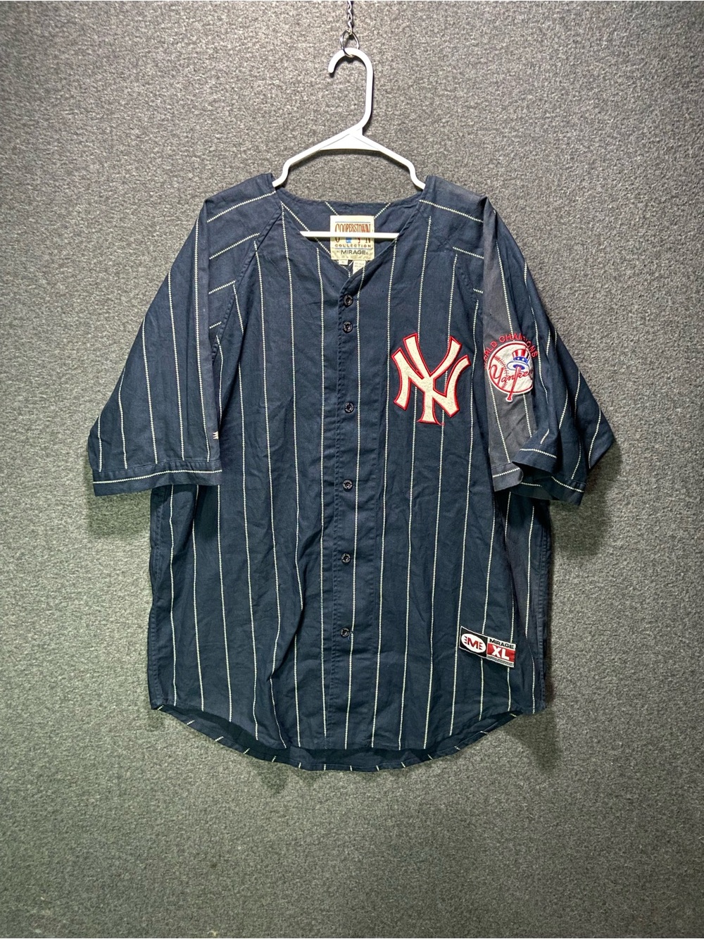 Vintage Cooperstown Collection Mirage NY Yankees Baseball Jersey Mens XL Navy